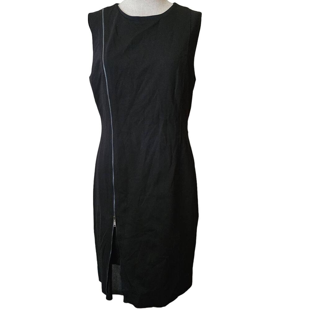 Elie Tahari Black Sleeveless Dress with Zipper Accent Size 8